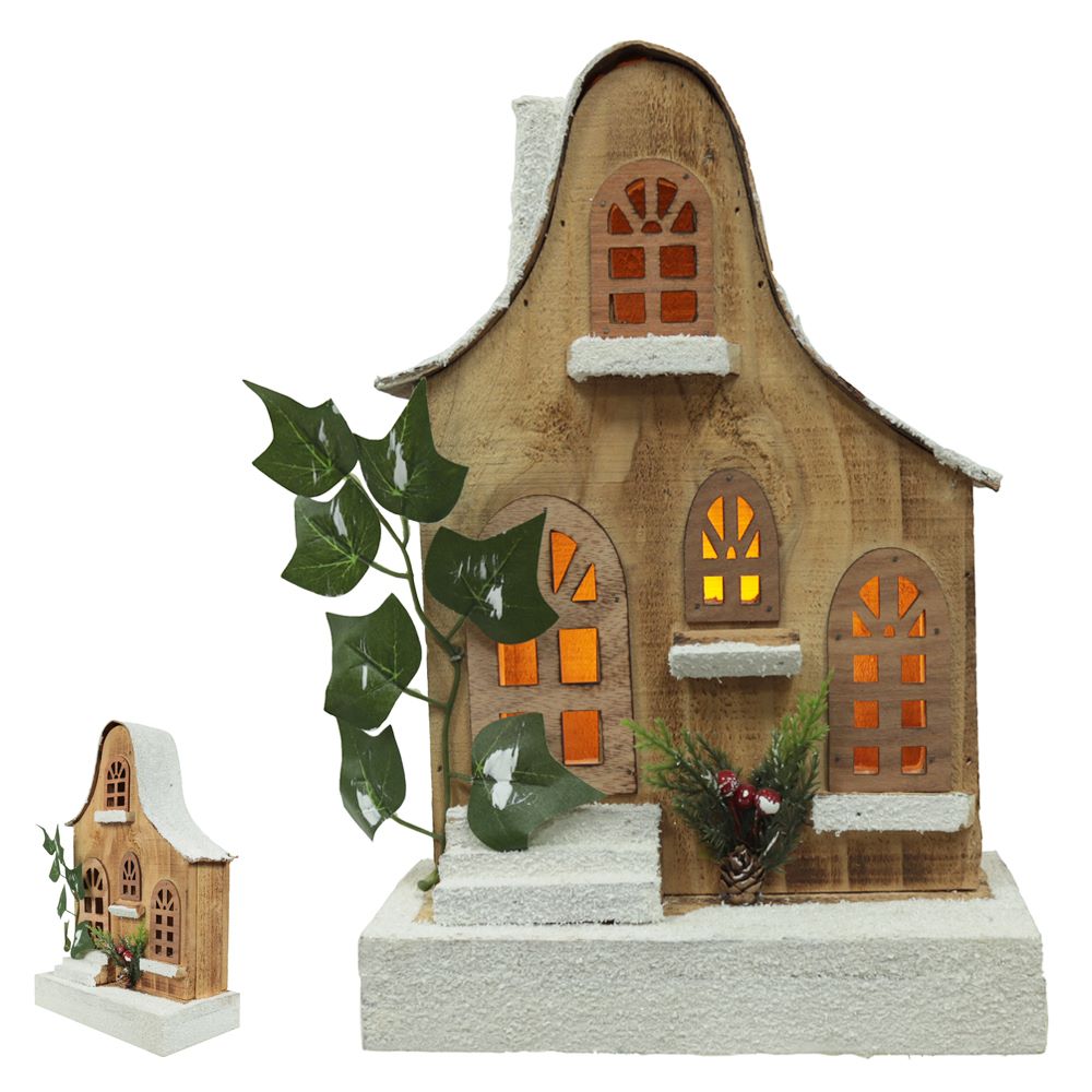 Casa Decorativa com Led 31x12cm Bege Flor arte